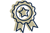 An illustration of an award ribbon with a star in the middle.